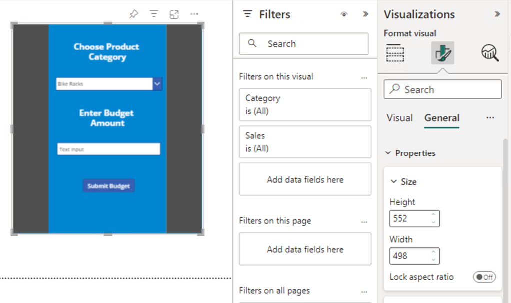 Guide: Adding Write Back capabilities to your Power BI reports with Power Apps – Part 3: Sizing your Embedded Power App