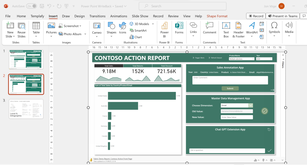 Let Power Point users write data directly to your database w. Power BI & Power Apps